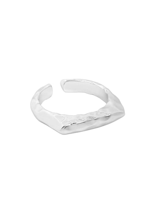 Silver [size 15 adjustable] 925 Sterling Silver Geometric Minimalist Band Ring